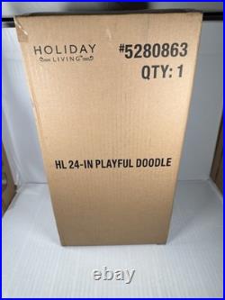 Christmas Goldendoodle 2-ft Incandescent Playful Doodle Dog Holiday Yard Decor