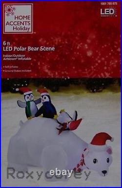 Christmas Home Accents Holiday 6 ft LED Polar Bear Family Scene Inflatable