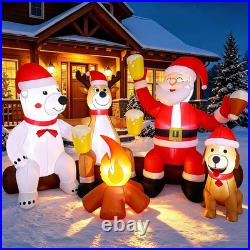 Christmas Inflatable Santa Claus And Friends Decoration with LED Light & Blower