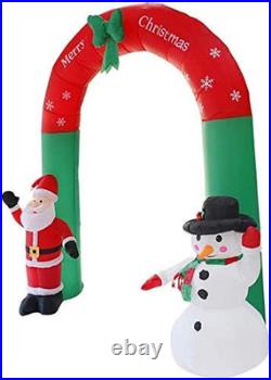 Christmas Inflatable Santa Claus Archway Arch with 8.2Ft Santa Claus Snowman Can