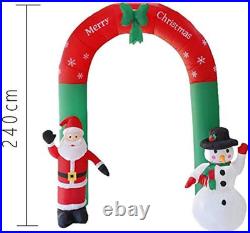 Christmas Inflatable Santa Claus Archway Arch with 8.2Ft Santa Claus Snowman Can