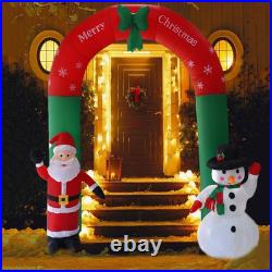 Christmas Inflatable Santa Claus Archway Arch with 8.2Ft Santa Claus Snowman Can