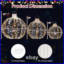 Christmas LED Light Balls for Tree (3 Pack) outside Lighted Sphere with 180 Warm