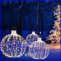 Christmas LED Light Balls for Tree (3 Pack) outside Lighted Sphere with 180 Warm