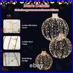 Christmas LED Light Balls for Tree (3 Pack) outside Lighted Sphere with 180 Warm