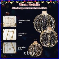Christmas LED Light Balls for Tree (3 Pack) outside Lighted Sphere with 180 Warm