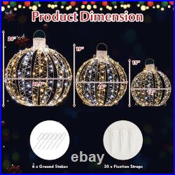 Christmas LED Light Balls for Tree (3 Pack) outside Lighted Sphere with 180 Warm