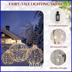 Christmas LED Light Balls for Tree (3 Pack) outside Lighted Sphere with 180 Warm