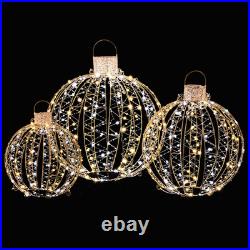 Christmas LED Light Balls for Tree (3 Pack) outside Lighted Sphere with 180 Warm