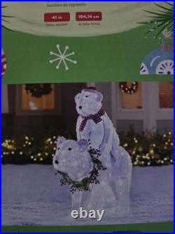 Christmas LED Mom And Baby Polar Bear 3.5' Tall Family Yard Decor