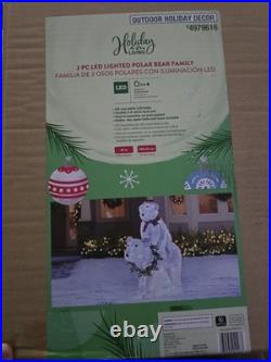 Christmas LED Mom And Baby Polar Bear 3.5' Tall Family Yard Decor