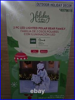 Christmas LED Mom And Baby Polar Bear 3.5' Tall Family Yard Decor