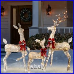 Christmas Lighted Reindeer Family Decoration Deer Set Indoor Outdoor Lawn Decor