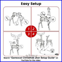 Christmas Lighted Reindeer Family Decoration Deer Set Indoor Outdoor Lawn Decor