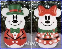 Christmas Mickey and Minnie Mouse Set Of 2 Disney Blow Mold Snowman Light Up 23