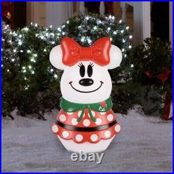 Christmas Mickey and Minnie Mouse Set Of 2 Disney Blow Mold Snowman Light Up 23