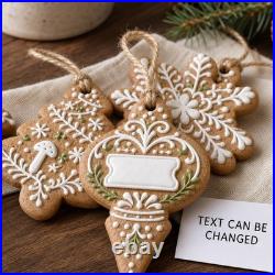 Christmas Ornament Gingerbread Snowflake Wood Tree Hanging Home Decor