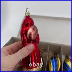 Christmas Ornaments Blown Glass VTG Holiday Teardrop Mica Swirl Glitter + Santa