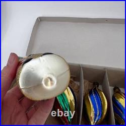 Christmas Ornaments Blown Glass VTG Holiday Teardrop Mica Swirl Glitter + Santa