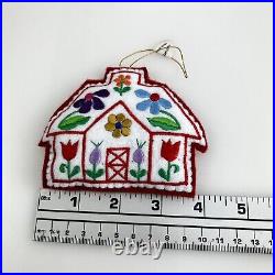 Christmas Ornaments Scandinavian Theme Handmade Embroidered Holiday Set of 2