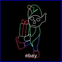 Christmas Outdoor Decorations LED Elf Neon Rope Light Wireframe Display