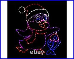 Christmas Outdoor Decorations LED Penguin Fishing Wireframe Art 50