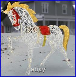 Christmas Outdoor Yard Decoration Horse Pre Lit LED 160 Lights Xmas Decor Lawn