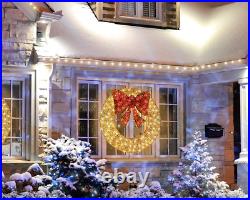 Christmas Outdoor Yard Decoration Light Up Front Door Wreath Xmas Decor LED 48
