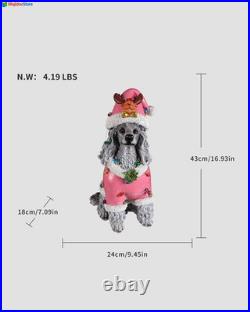 Christmas Poodle Dog Statue Holiday Decoration with Removable LED Gray Christmas Poodle Dog Statue Holiday Decoration with Removable LED Gray