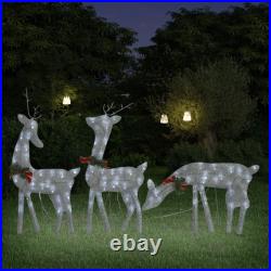 Christmas Reindeer Family 106.3x2.8x35.4 Silver Cold White Mesh