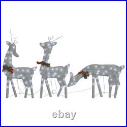 Christmas Reindeer Family 106.3x2.8x35.4 Silver Cold White Mesh