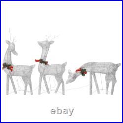 Christmas Reindeer Family 106.3x2.8x35.4 Silver Cold White Mesh