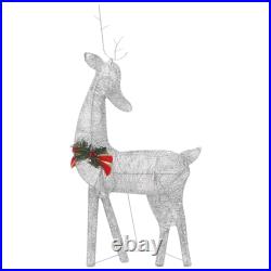 Christmas Reindeer Family 106.3x2.8x35.4 Silver Cold White Mesh
