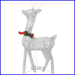 Christmas Reindeer Family 106.3x2.8x35.4 Silver Cold White Mesh