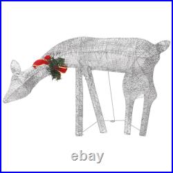 Christmas Reindeer Family 106.3x2.8x35.4 Silver Cold White Mesh