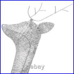 Christmas Reindeer Family 106.3x2.8x35.4 Silver Cold White Mesh