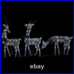Christmas Reindeer Family 106.3x2.8x35.4 Silver Cold White Mesh