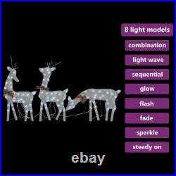 Christmas Reindeer Family 106.3x2.8x35.4 Silver Cold White Mesh