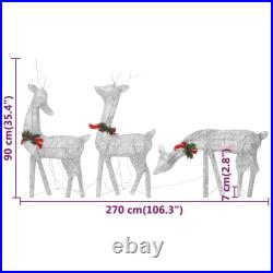 Christmas Reindeer Family 106.3x2.8x35.4 Silver Cold White Mesh