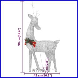Christmas Reindeer Family 106.3x2.8x35.4 Silver Cold White Mesh