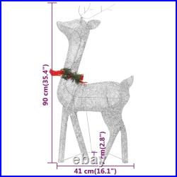 Christmas Reindeer Family 106.3x2.8x35.4 Silver Cold White Mesh