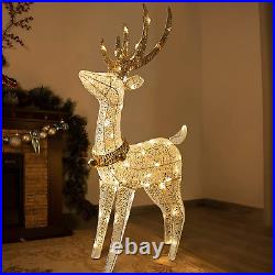 Christmas Reindeer Outdoor Decorations, Lighted Reindeer Yard Decorations with 7