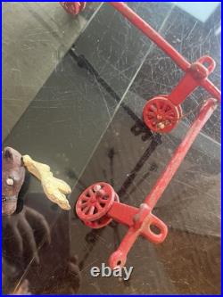 Christmas Sleigh & 7 Reindeer Cast Iron vintage condition