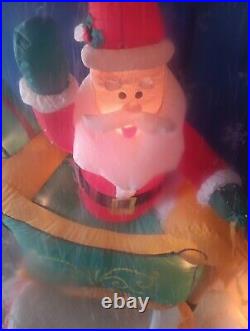 Christmas Snow Globe Santa Sleigh Reindeer Inflatable light up / Gemmy 2005 Christmas Snow Globe Santa Sleigh Reindeer Inflatable light up / Gemmy 2005