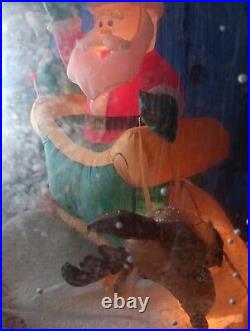Christmas Snow Globe Santa Sleigh Reindeer Inflatable light up / Gemmy 2005 Christmas Snow Globe Santa Sleigh Reindeer Inflatable light up / Gemmy 2005