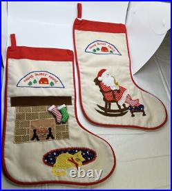 Christmas Stocking Home Sweet Home Kurt Adler Cat Fireplace & Santa 16 Red Trim Christmas Stocking Home Sweet Home Kurt Adler Cat Fireplace & Santa 16 Red Trim