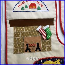 Christmas Stocking Home Sweet Home Kurt Adler Cat Fireplace & Santa 16 Red Trim Christmas Stocking Home Sweet Home Kurt Adler Cat Fireplace & Santa 16 Red Trim