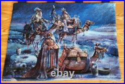 Christmas Tapestry 3 Wise Men- Made In USA Signed Tom Dubois Large 36x 22