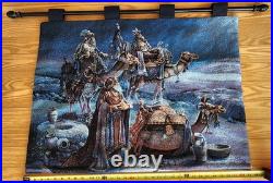 Christmas Tapestry 3 Wise Men- Made In USA Signed Tom Dubois Large 36x 22