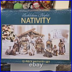 Christmas Treasures Bethlehem Nights 12-Piece Hand Painted Resin Nativity Set